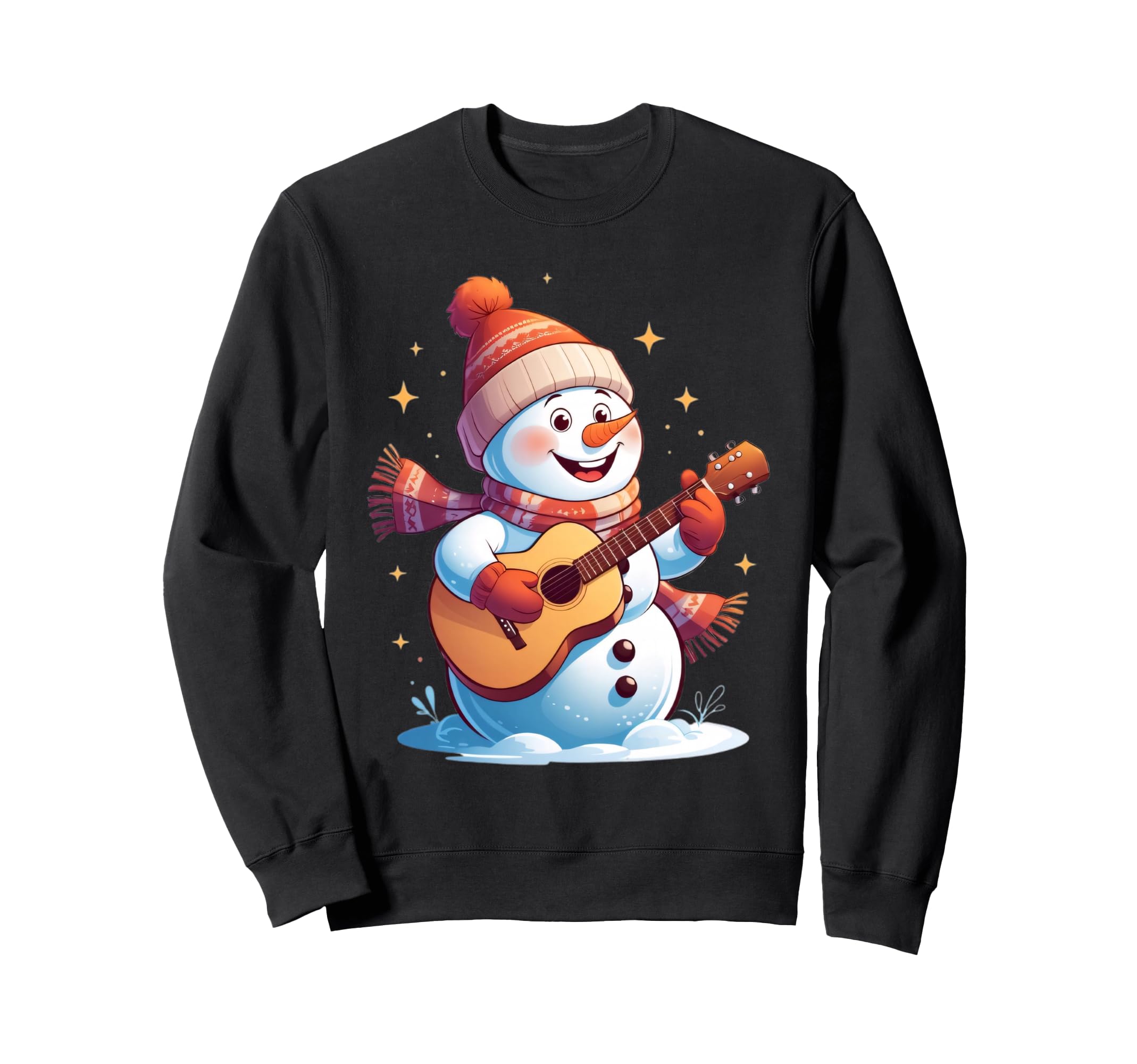 

Snowman Playing Guitar A heartwarming winter and music design sweatshirt – чорний
