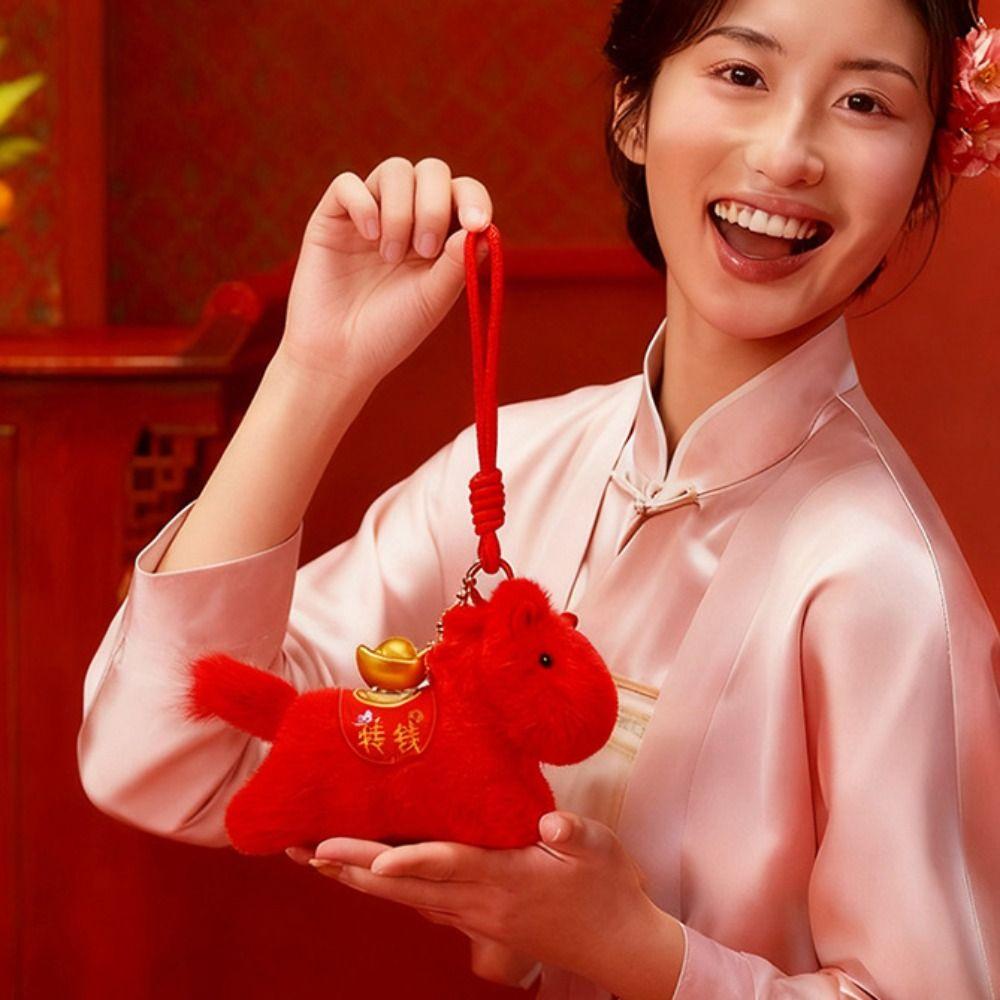 Creative Pullable Plush Horse Pendant 13/25cm Cartoon Steed Doll  Festive Decor