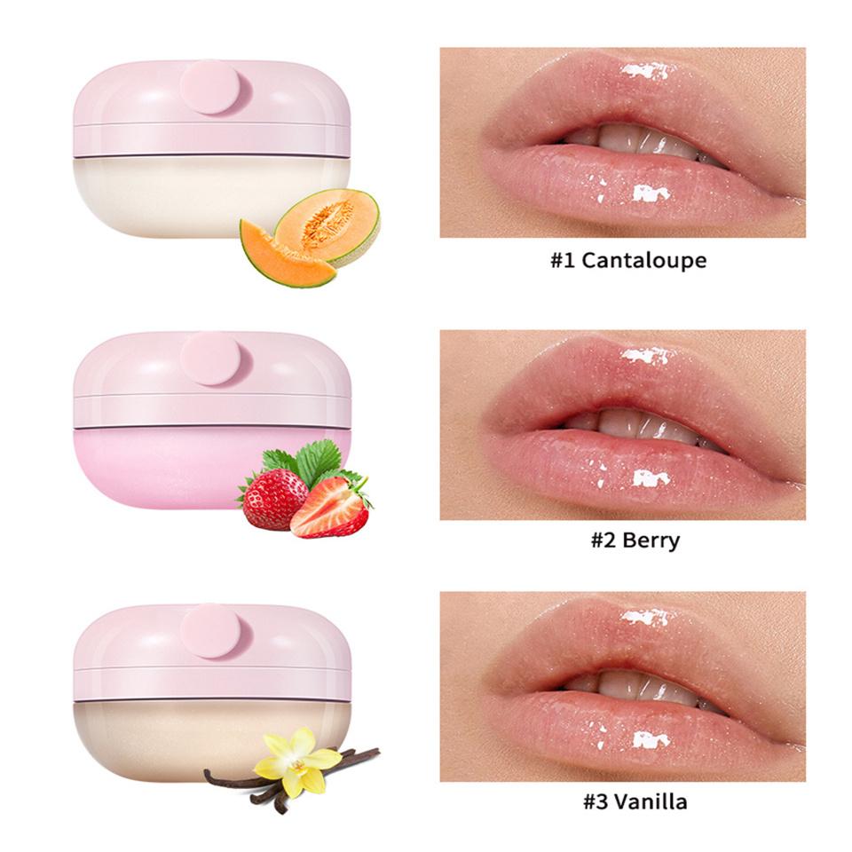 Lip Balm 3 Colors Light Lines Anti-Dry Cracked Lip Care Balm Hydrating Moisturizing Fine Glitter Strawberry Fruit Fragrance Lip