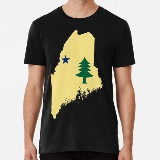Flag Of Maine 1901 To 1909 On Map Size S to 5XL Made in the USA T-shirt S