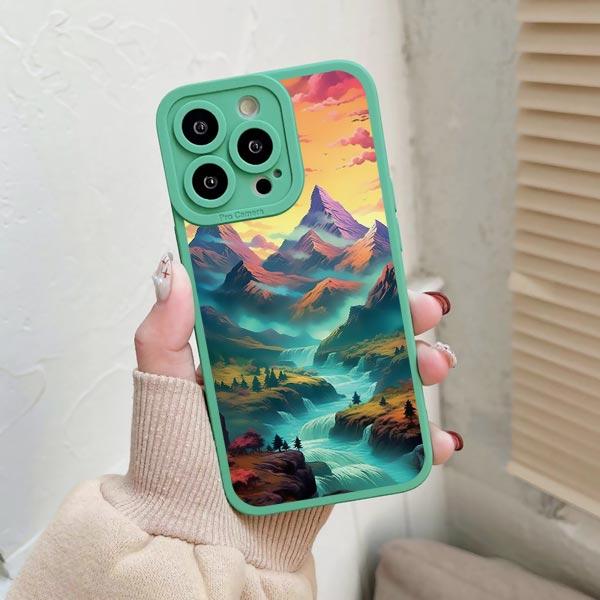 Sunrise Scenery Phone Case For iPhone 15 14 Plus Pro Max 13 12 11 Pro Max XR X XS 7 8 Plus Gorgeous Mountain River Soft Covers