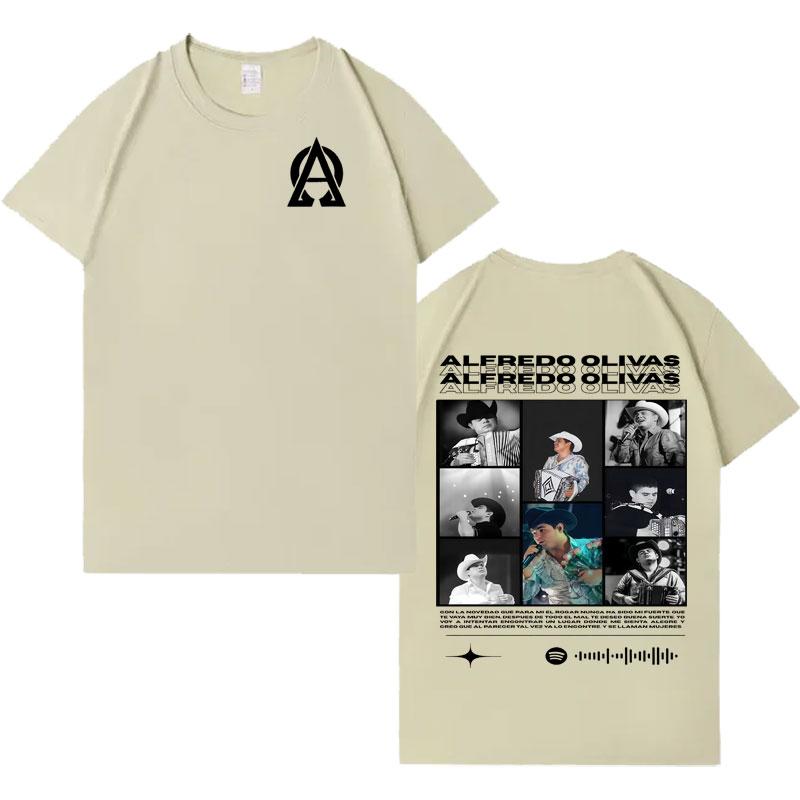Rapper Alfredo Olivas Double Sided Print Graphic Tshrit Mens Women Aesthetic Casual Tshrits Pop Crewneck Short Sleeve Fans Gift