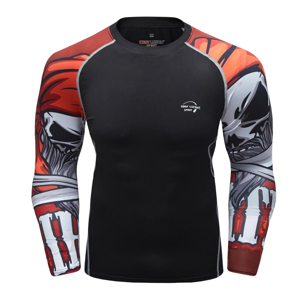 Cody Lundin Polyester Spandex 3d Print Compression T Shirts Sublimated MMA Rash Guard Surf Long Sleeve Boxing Gym Fitness Tops