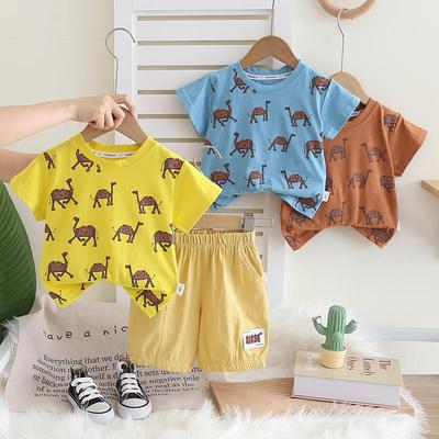2-teiliges Baumwoll-Set für Jungen - T-Shirt mit Rundhalsausschnitt und Cartoon-Muster + Lässige Shorts - Günstiger Preis Babykleidung -S-XXL