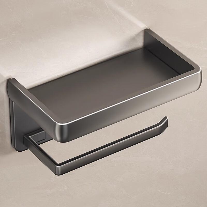 Space Aluminum Bathroom Tissue Holder with Storage Shelf