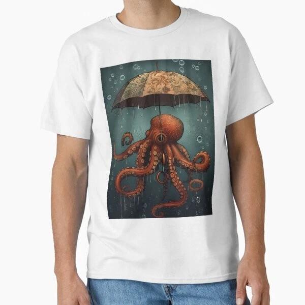 Lovecraftian Octopus Holding Umbrella Underwater Made In Usaaus Tshirt S2xl S