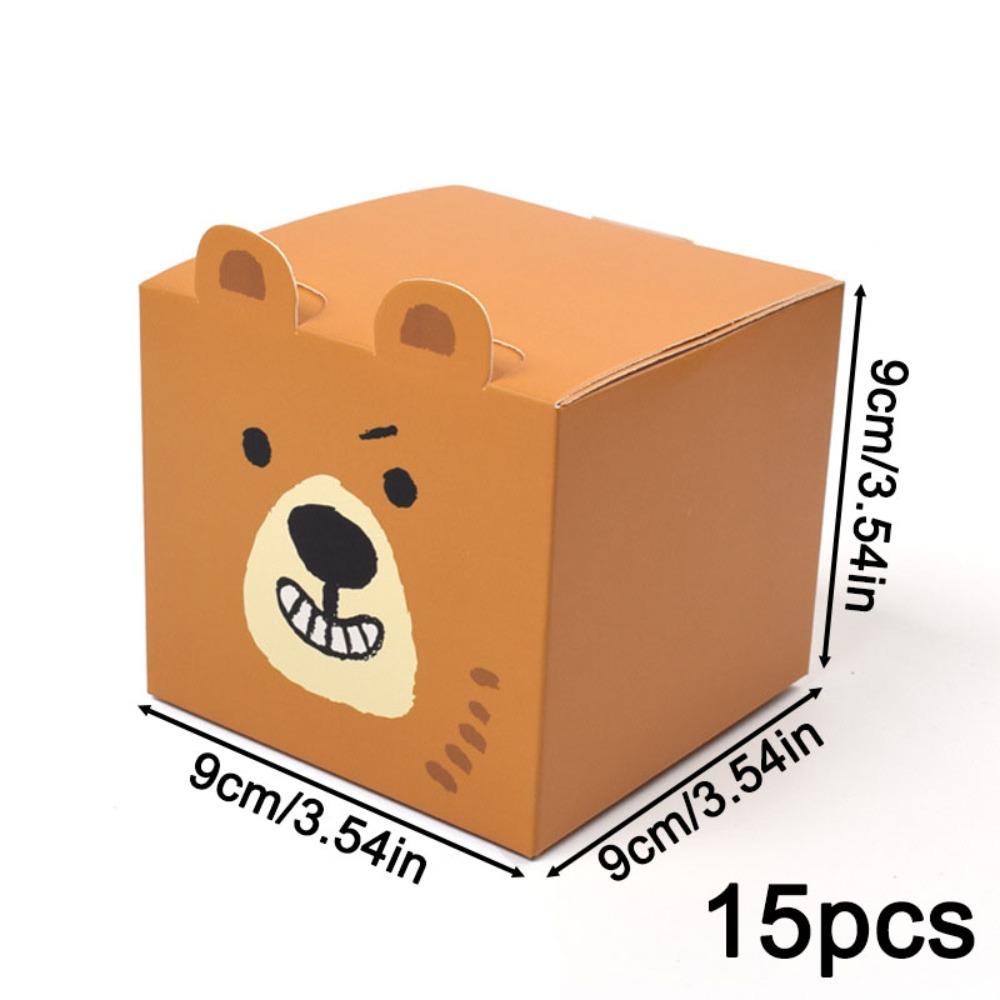 15pcs Bear Gift Boxes Party Favor Boxes Paper Gift Wrap Box Bear Baby Shower Party Gift Goody Snack Gift Boxes for Brown Bear Theme Birthday Party