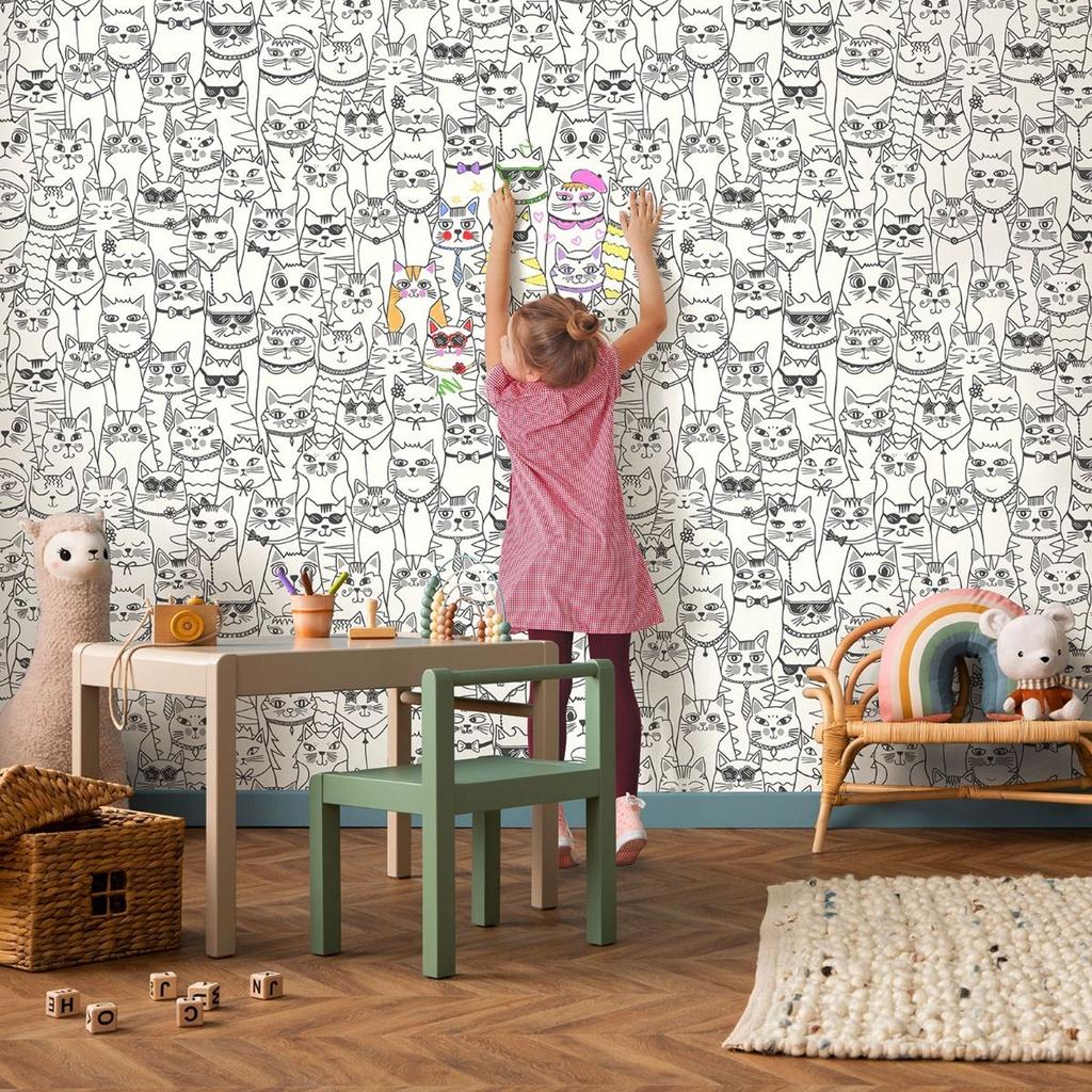 Holden DÃ©cor Colour-Me Cats Textured Wallpaper