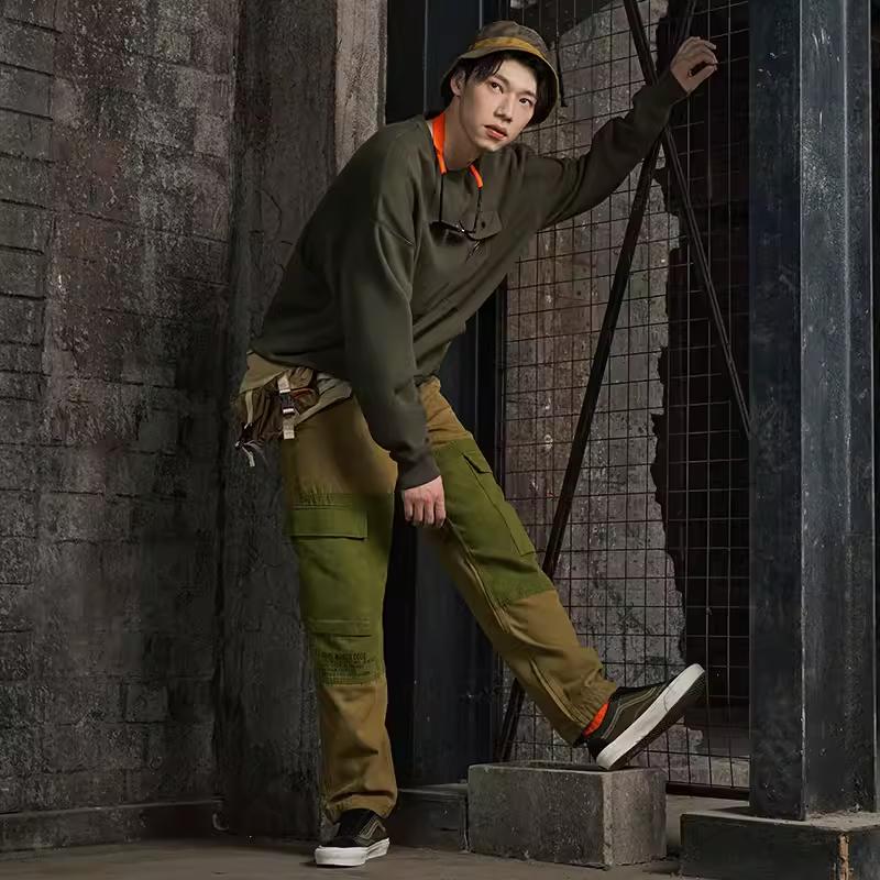 Vans Vintage Pocket Solid Color Pullover Sweatshirt Men Sweatshirt Army-Green VN0A54O6KCZ