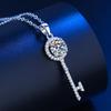 925 Sterling Silver Moissanite Key Pendant Necklace, Korean-Style Pt950 Gold-Plated Clavicle Chain
