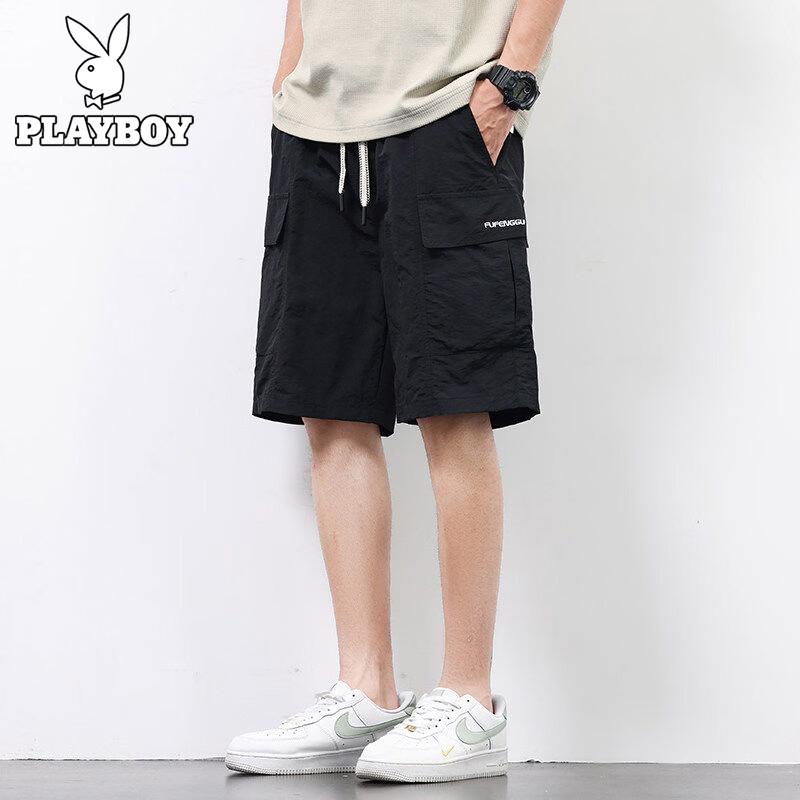 

PLAYBOY Men s Summer Ice Silk Quick-Dry Cargo Shorts 4XL
