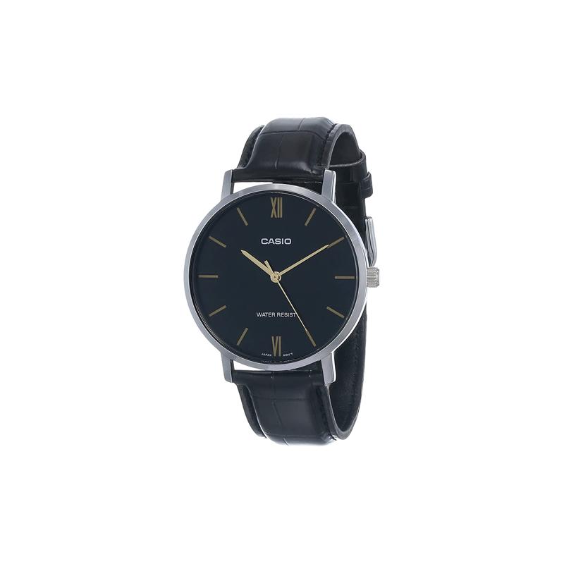 Casio STANDARD Series Quartz Movement Leather Strap Japanese and Korean Watch Men's Watch Silver Dial MTP-VT01L-1B