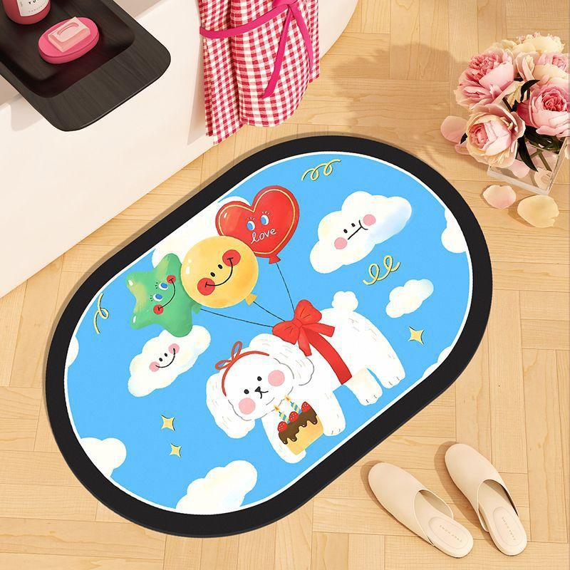 Cute Cartoon Kitten Puppy Bathroom Floor Mat Diatom Mud Floor Mat Absorbent Soft Mat Toilet Toilet Foot Carpet