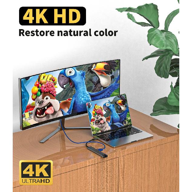 USB C to HDMI,Ethernet,USB A,Type-c,TF Micro SD Card Reade(8in1) Dual Monitor for TV Display Dongle Adapter Docking Station Hub Laptop Extender