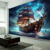 Bezauberndes Piratenschiff und Meereskulisse Wandteppich Küstenhaus Dekoration Schlafzimmer Wohnzimmer Dekoration