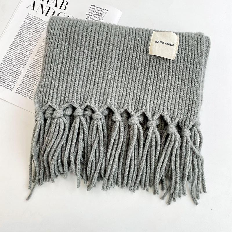 Scarf Women's Winter Korean Style Versatile Macaron Couple Student Knitted Wool Warm Tassel Shawl Neck Scarf Neck Protector