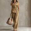 New Spring and Summer European and American Comfortable Casual Style Sleeveless Waist Lace-up Collar Shirt Trousers Cover Women's Clothing