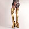 Fashion New Style Women Thigh High Boots Glisten Patent Leather Platform Boots Sexy Solid Color High Heels Shoes Women's High Boots