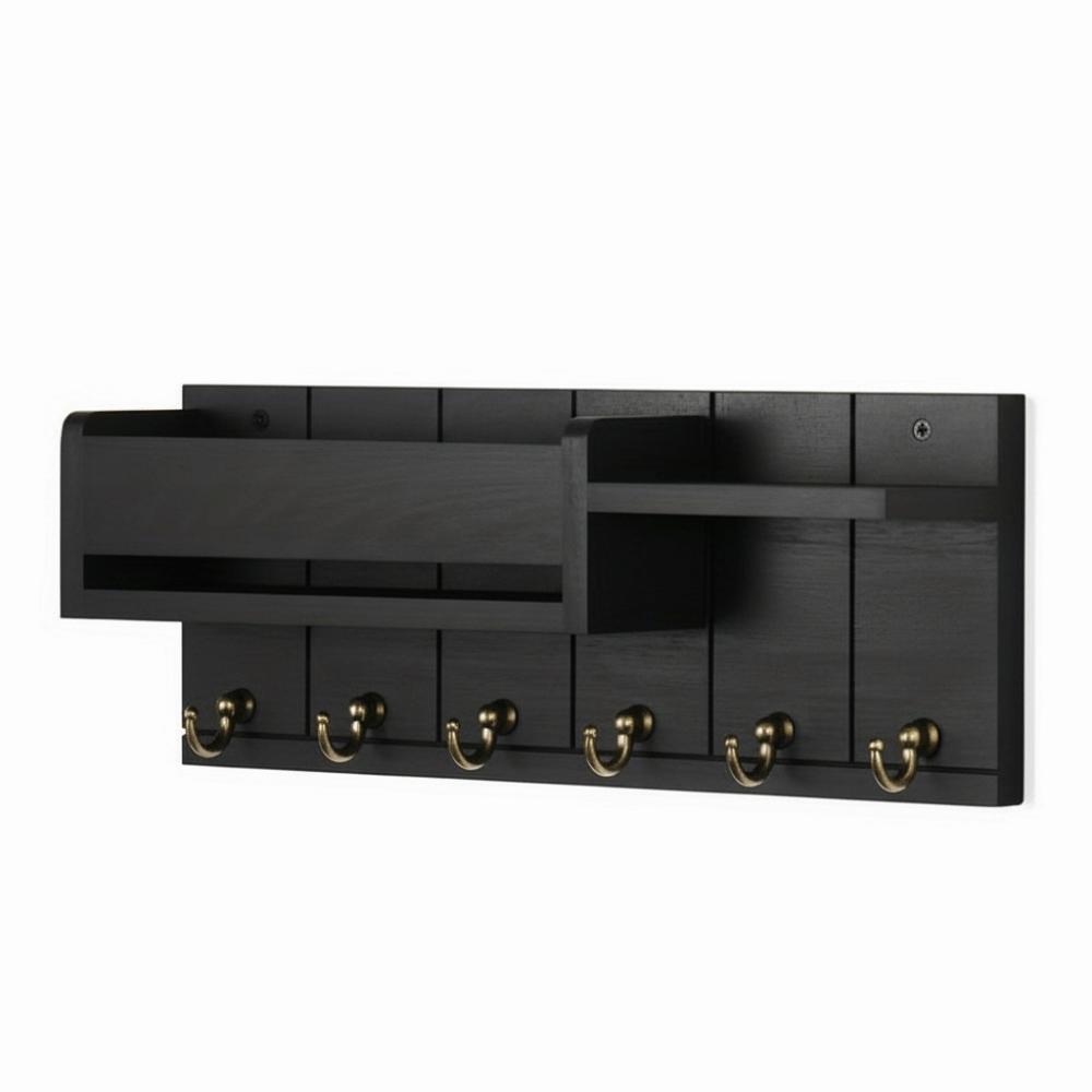 6 Hooks Wooden Key Holder Decorative Key Rack New Wall Mount Organizer  Home Entryway