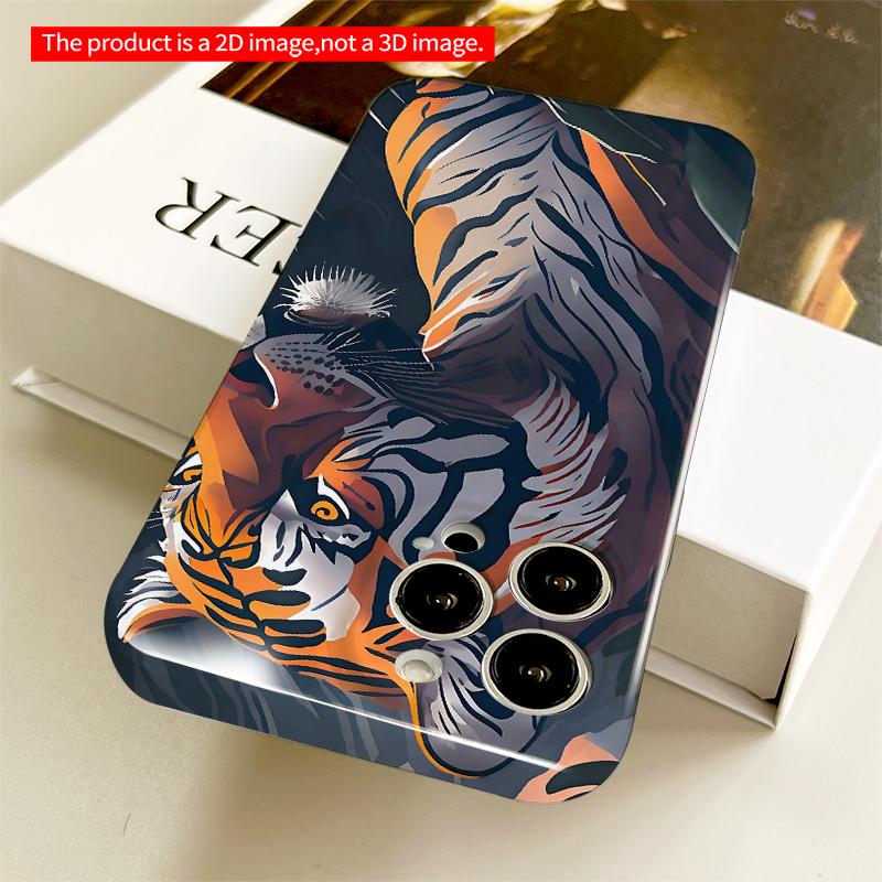 2DFlat Tiger Portrait Art Phone Case All inclusive film hard iPhone case, compatible with iPhone 18 Pro Max 17 16 15 14 13 12 11