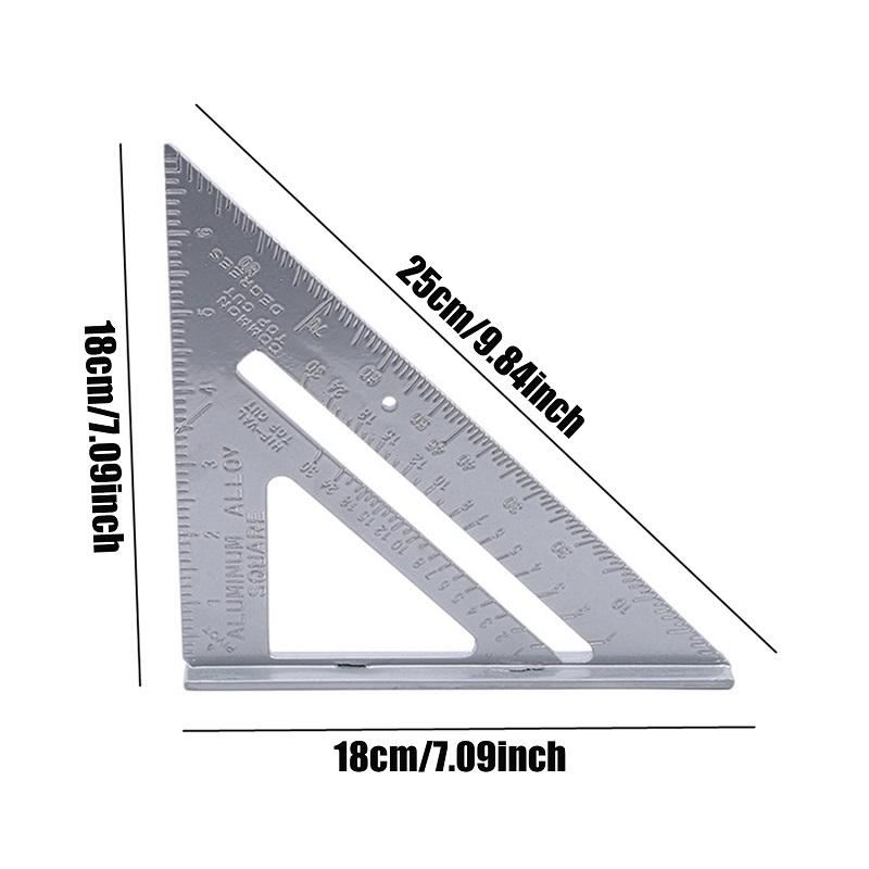 Triangle Ruler Aluminium Alloy Carpenter Set Square Angle Woodworking Tools 7Inch Measurement Tool Try Square Triangular Metric