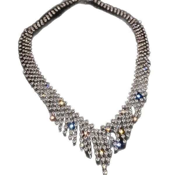 Luxurious European-American Crystal Tassel Necklace - Geometric Design, High-End Chic for Women