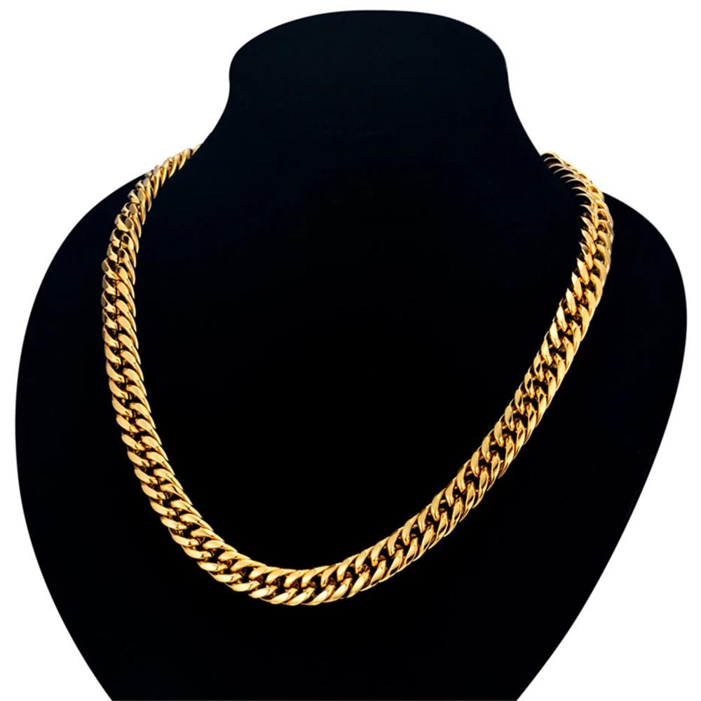 9MM Gold Plated Chunky Miami Cuban Link Chain Necklaces Hip Hop Thick Silver Color Stainless Steel Heavy Chains For Men Jewelry