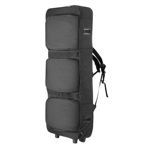 VEVOR 88 Key Keyboard Case, 1040 X 430 X 130 Mm Interior, Padded Rolling Piano Case with Wheels, Sturdy Handle, 3-Pocket Storage