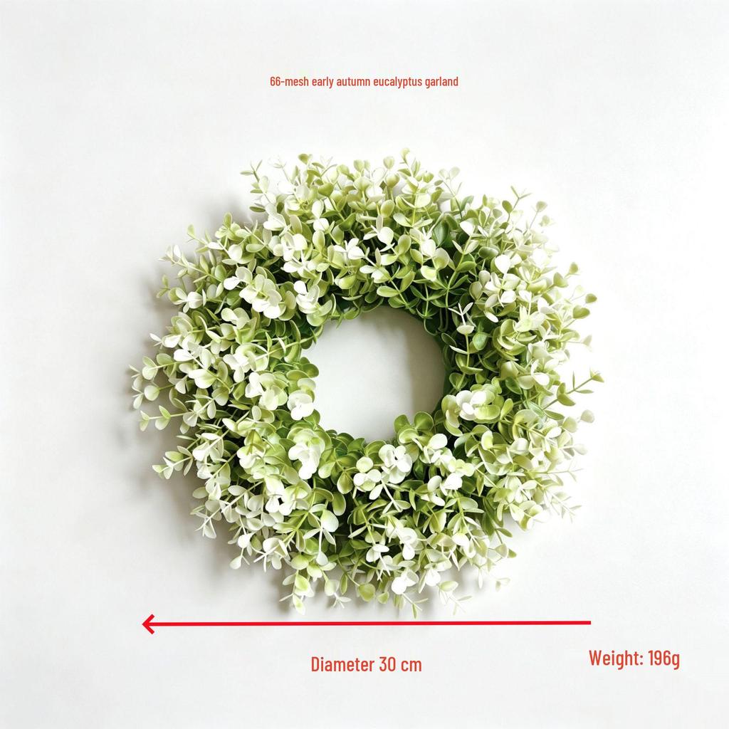 Large Eucalyptus & Boxwood Christmas Wreath - Green Plants Hanging Decoration for Door and Window