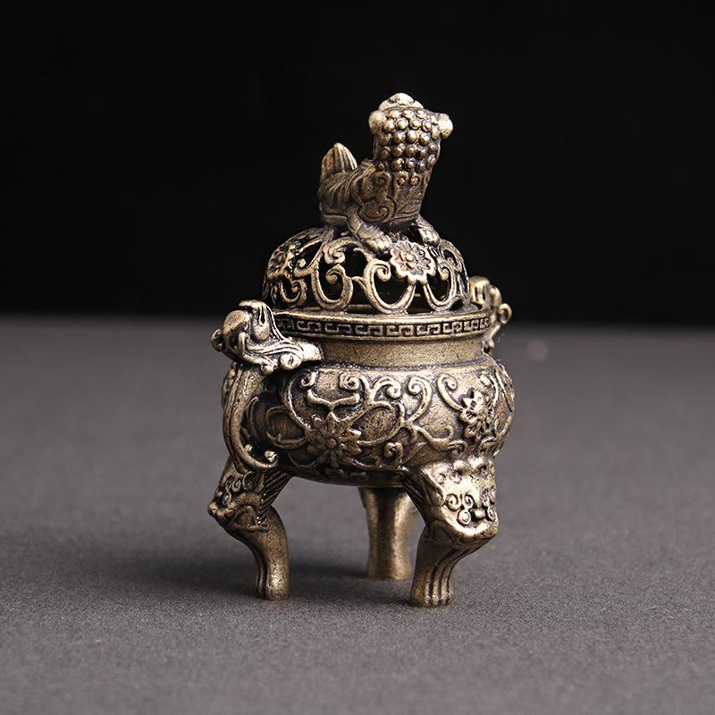 Pure Brass Made Old Anti-antique Animal Lion Incense Burner Desktop Decoration Bronze Home Crafts
