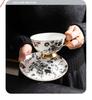 European Luxury Gold-Rim Bone China Coffee Cup - Four Seasons Ink Design