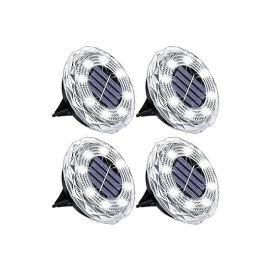 4 Pièces Lumières Solaires de Sol Éclairage Paysager pour Texture Diamant Encastrables Jardin Cour Chemin