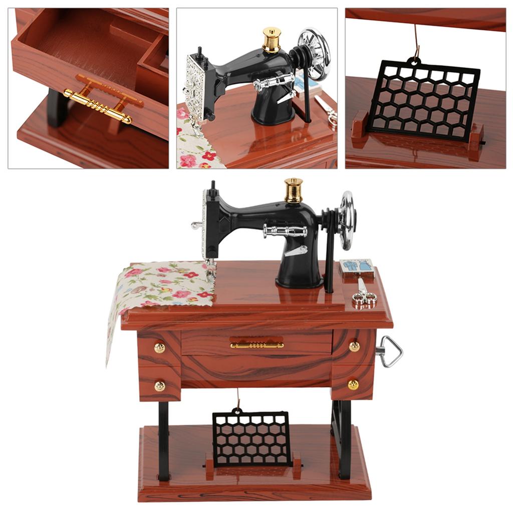 Mini Vintage Creative Retro Sewing Clockwork Music Box Gift Table Decoration