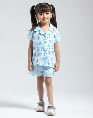 Girl's Regular Fit Printed Half Sleeve Short Set