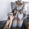Tooxika Plaid Woolen Coat Winter New Style Over Knee Double-breasted Large Pockets Loose Mid-length Coat