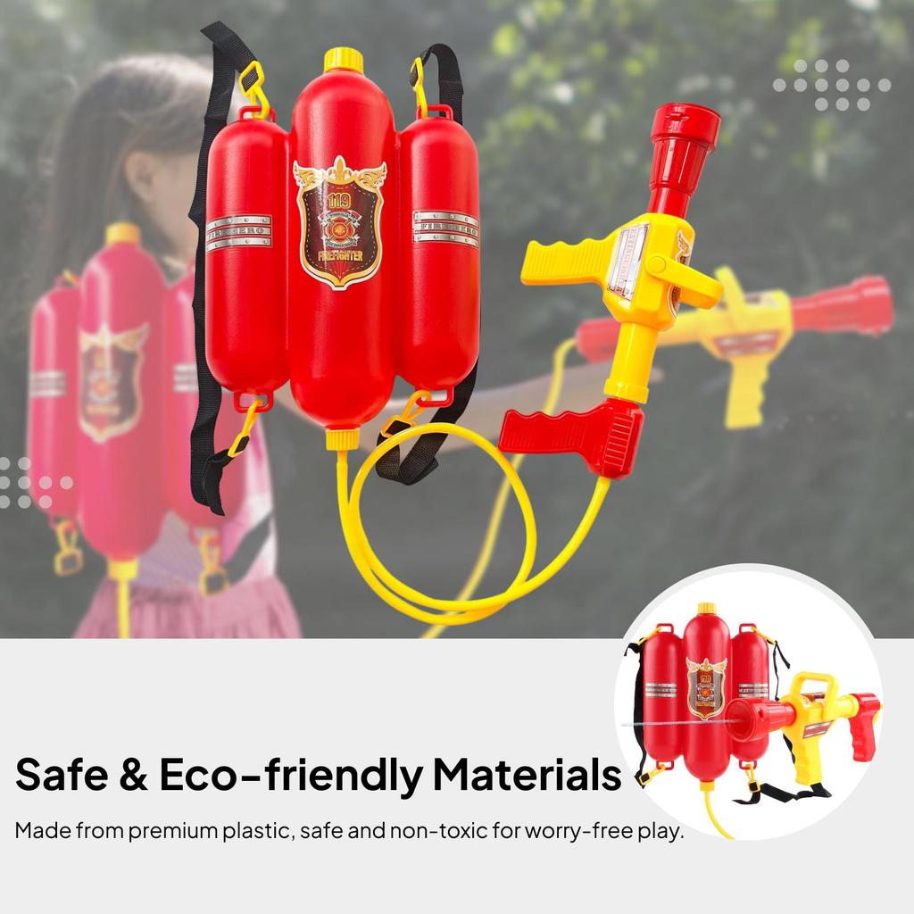 Firefighter Backpack Water Toy Pretend Play Outdoor Activity Tank Sprayer with