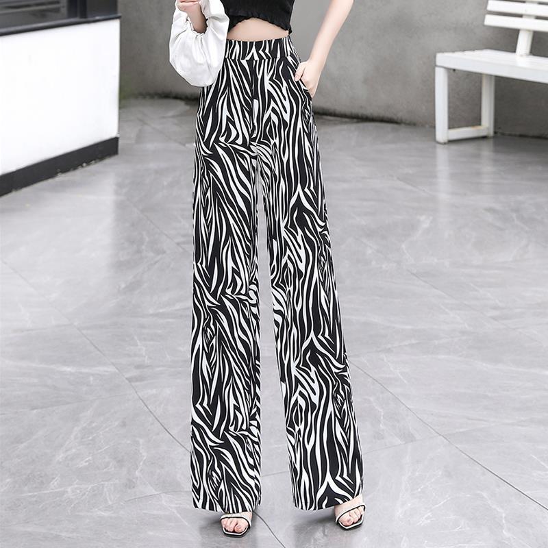 

2025 Women s High-Waisted Ice Silk Wide-Leg Pants - Summer Style with Drape Design Double Extra Large
