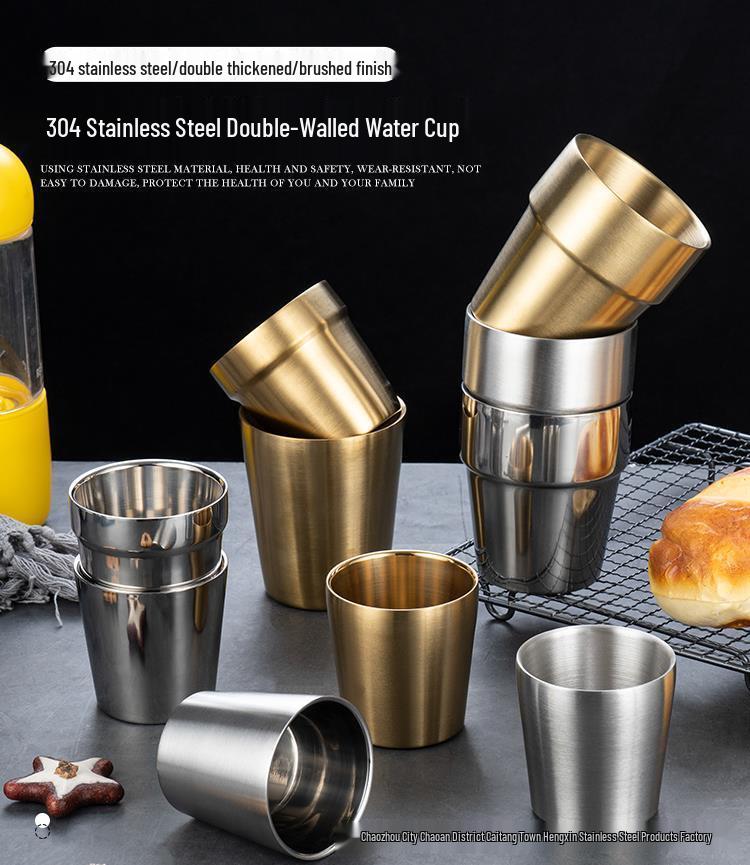 Korean Style Double Layer Insulated 304 Stainless Steel Cup for Water, Tea, Coffee, Beer, and Cold Drinks