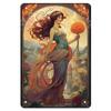 Vintage Metal Tin Signs Beauty-Art Nouveau Decorative Signs Four Seasons - Illustration Girl Retro Wall Decor Home Wall Signs