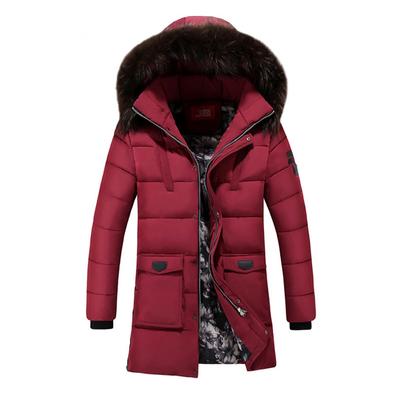 Winter Men Jackets Male Fashion Thick Warm Cotton Long Parkas Male Causal Faxu Fur Collar Windbreaker Hooded 
