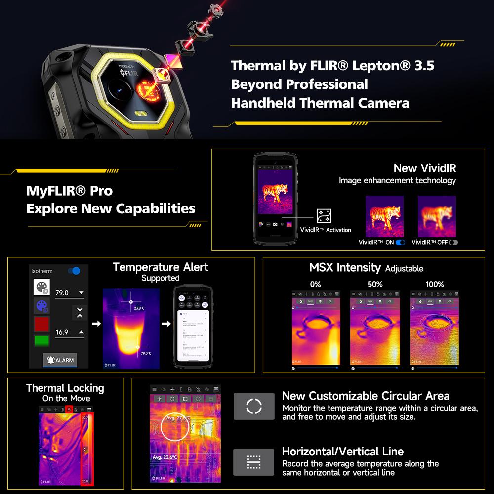 Ulefone Armor Mini 20T Pro 5G Thermal lmaging 4.7" Display Rugged Phone Android 15 6200mAh LED Light 16GB+256GB 33W Smartphone