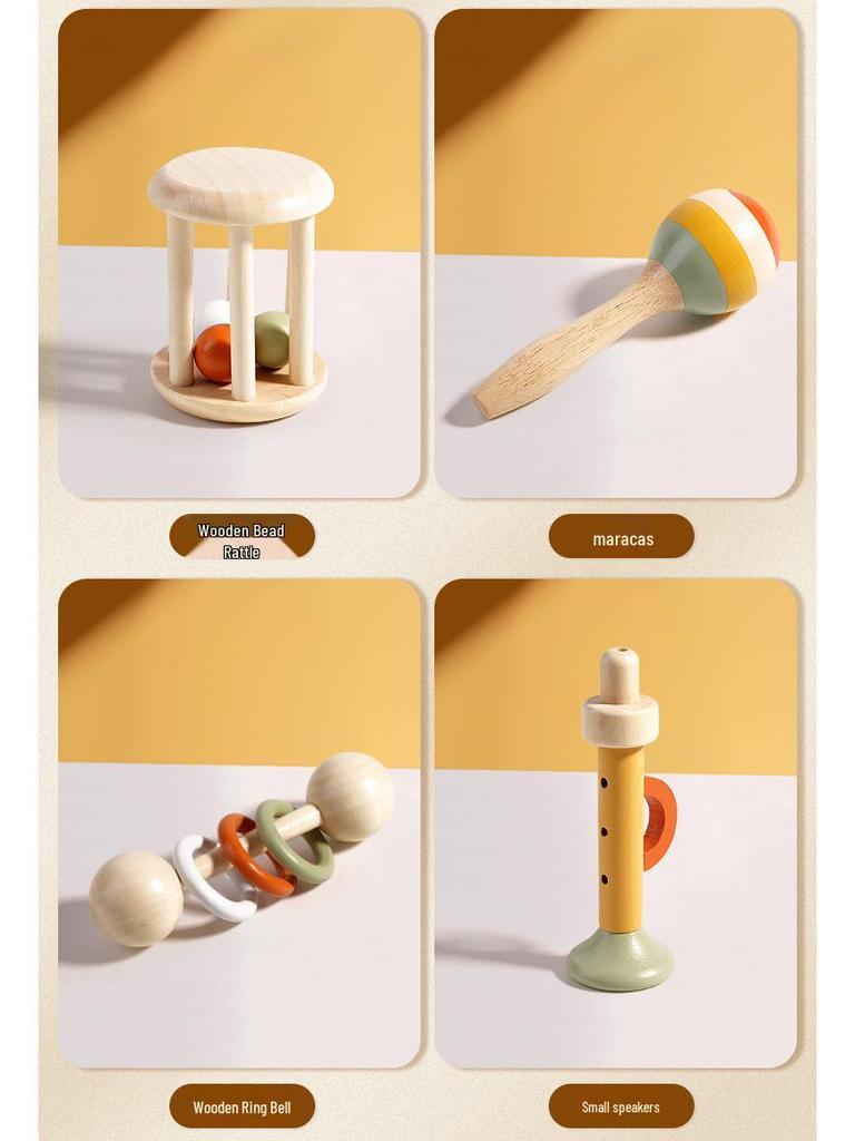 Montessori Wooden Rattle & Orff Instruments Set for Infant Grasping and Early Education