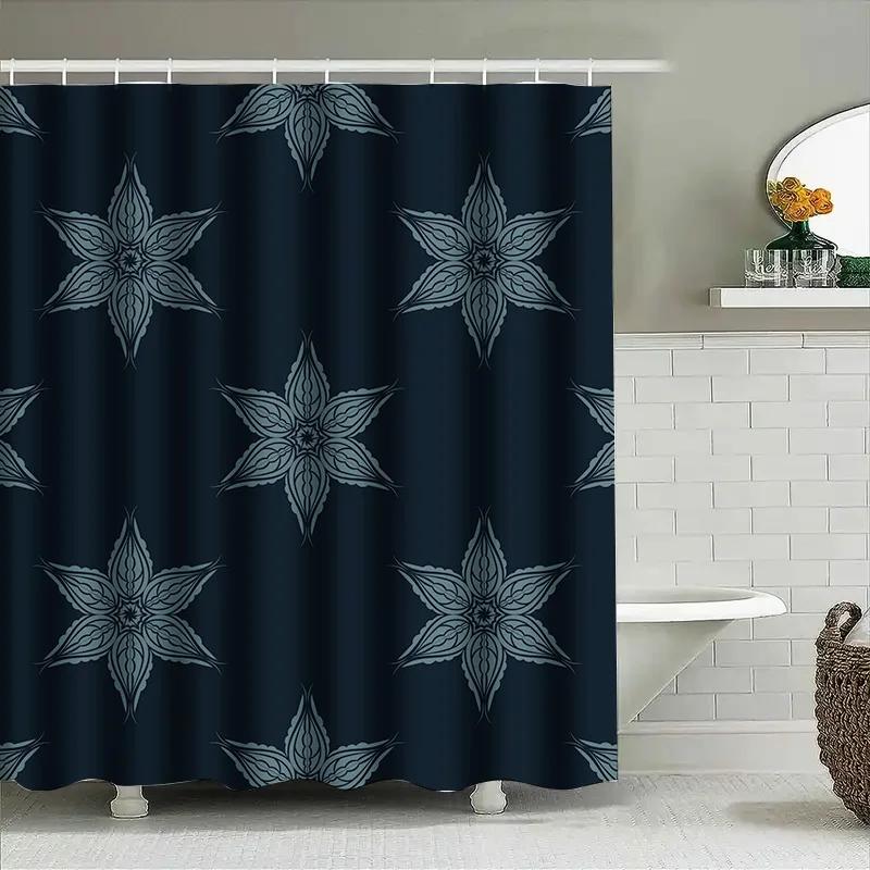 Luxury Star Pattern Waterproof Shower Curtain for Bathroom Decor Navy Blue
