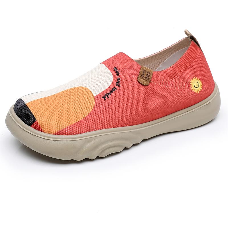 

Spring and Fall Women s Casual Shoes Commuter Style Cute Shoes Can Penetrate The Air Outside Lightweight Non-slip Shoes 40 помаранчевий