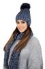 Winter Set Hat with Scarf Vizier with Pompom Color Navy Blue