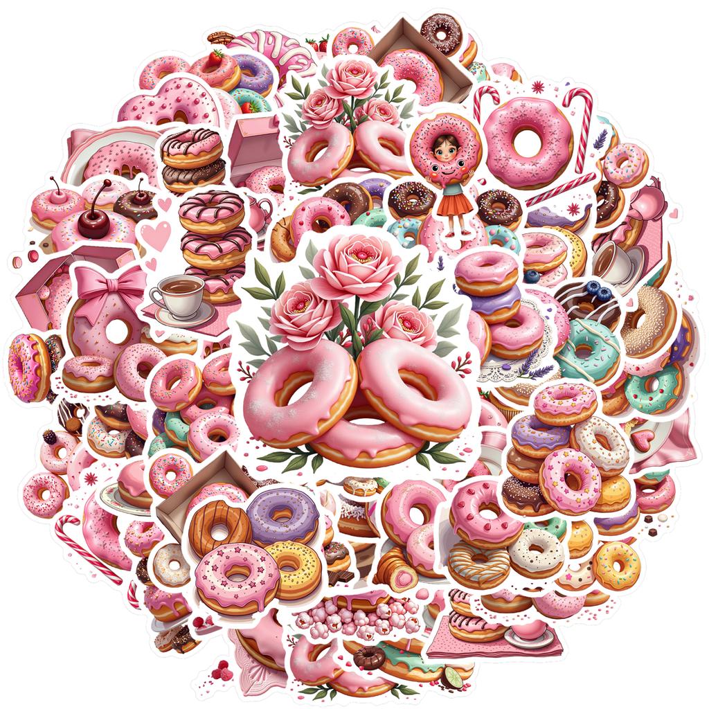 35-100pcs Sweet Donut Stickers Cute Stickers Aesthetic Kawaii Diy Travel Luggage Fridge Decal Graffiti Sticker
