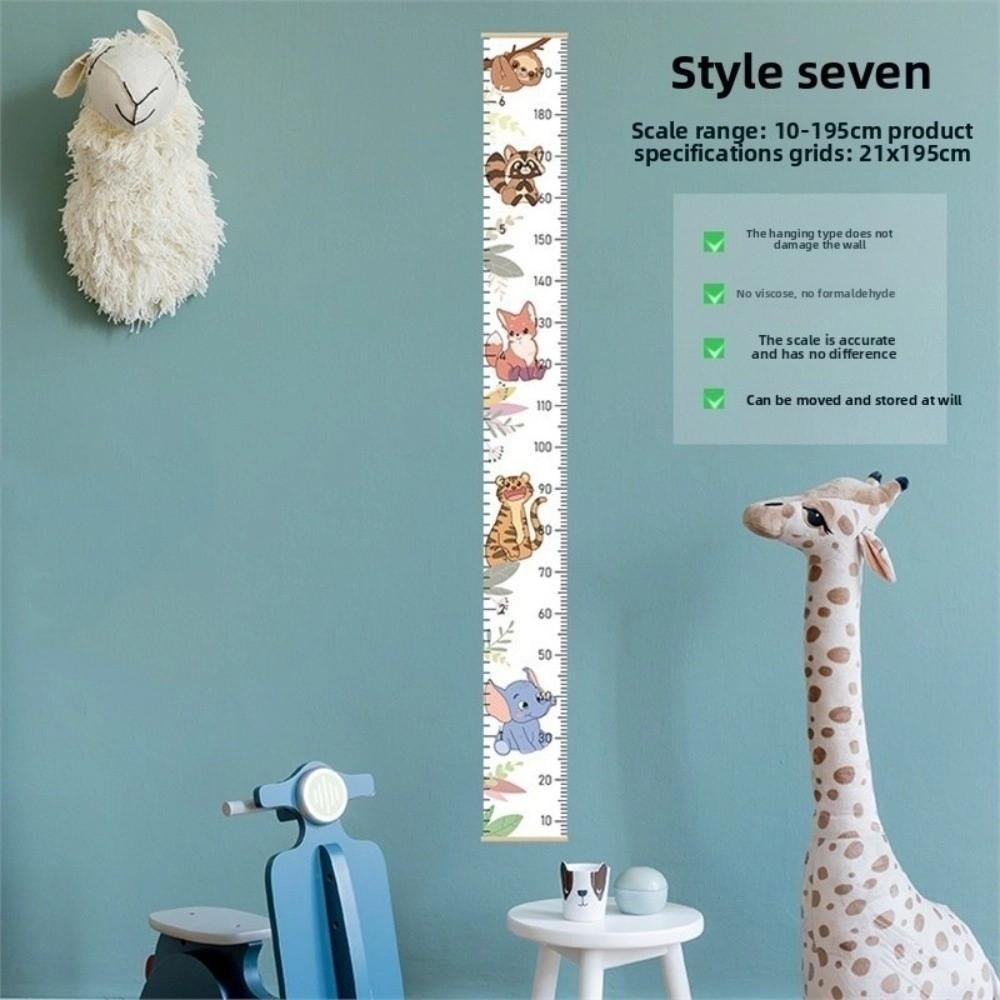 2M Height Child Growth Chart Wall Hanging Catoon Pattern Height Chart Growth Ruler Removable Height Measure Ruler