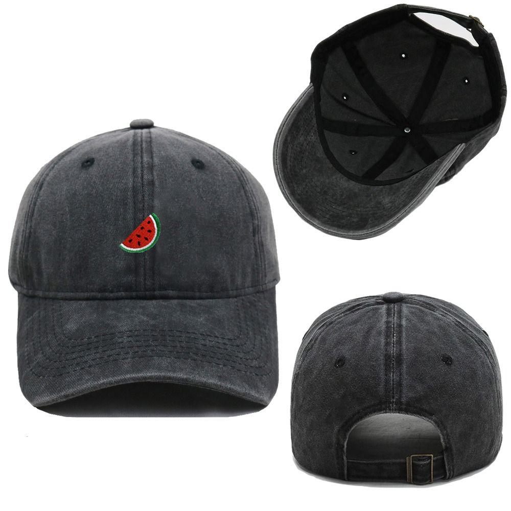 Watermelon Embroidered Baseball Cap Washed Cotton Adjustable Sunscreen Hats Visor Sun Protection Sport Trucker Hat For Man Women