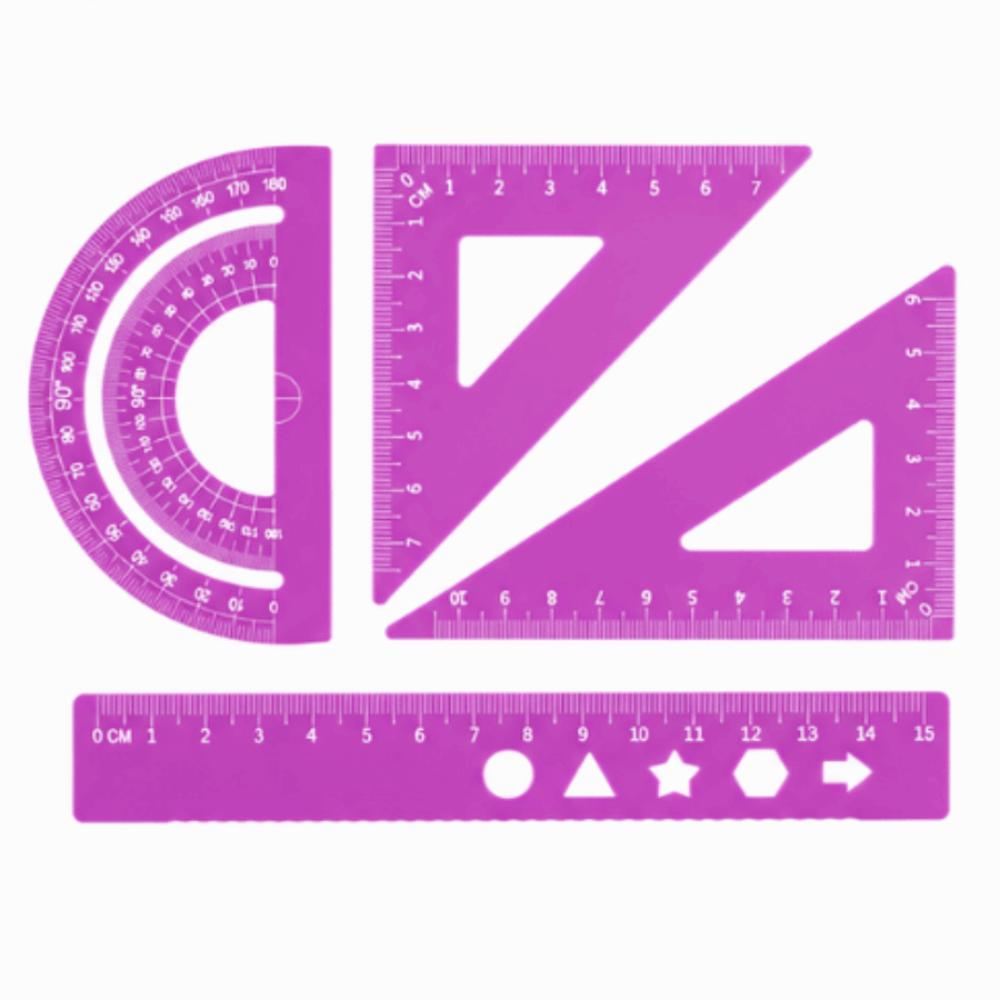 

Triangle Ruler Aluminum Alloy Drawing Set Protractor Student Geometry Set School Supplies фіолетовий