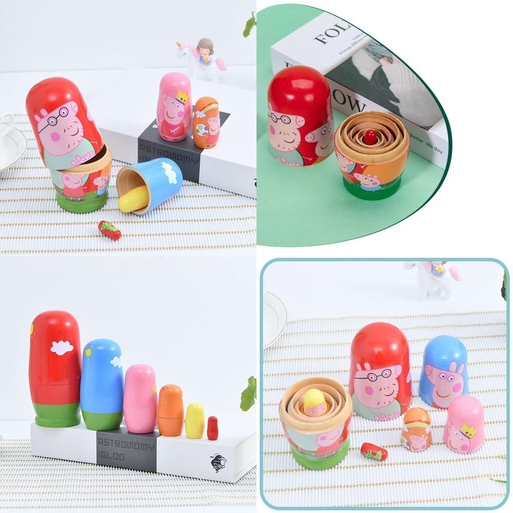 Niedliches Peppa Pig Matrjoschka-Puppenset mit 6 handbemalten Schichten